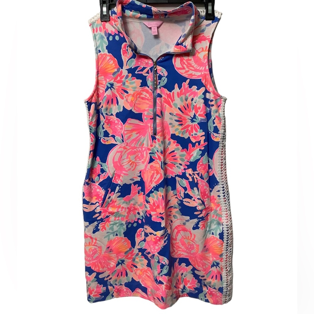 Lilly Pulitzer Blue and Pink Floral Midi Dress